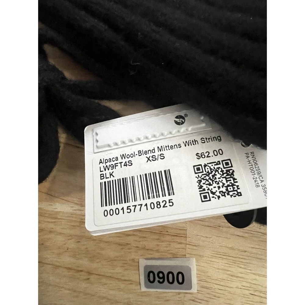 new Lululemon Alpaca Wool-Blend women's Mittens Black size small xs winter